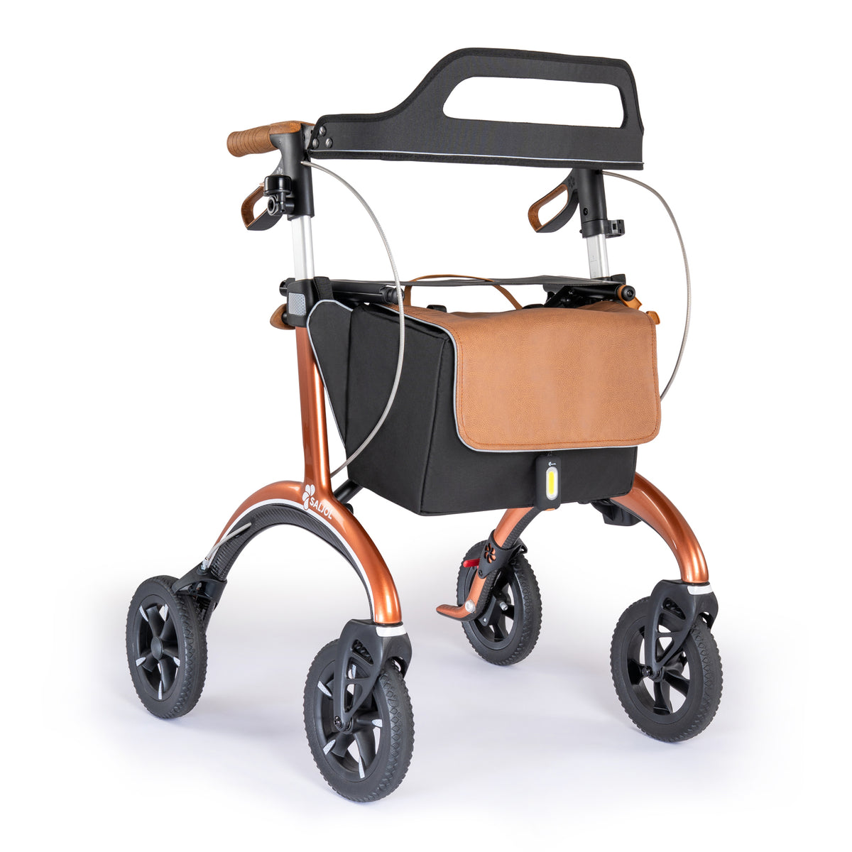Saljol Carbon Rollator Copper Red, Sitzhöhe 62 cm - 2026 Vollausstattung