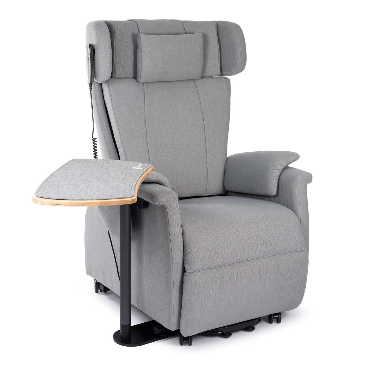 Saljol swivel table for relaxing and stand-up chair, mounted on the right of the chair, pushed aside