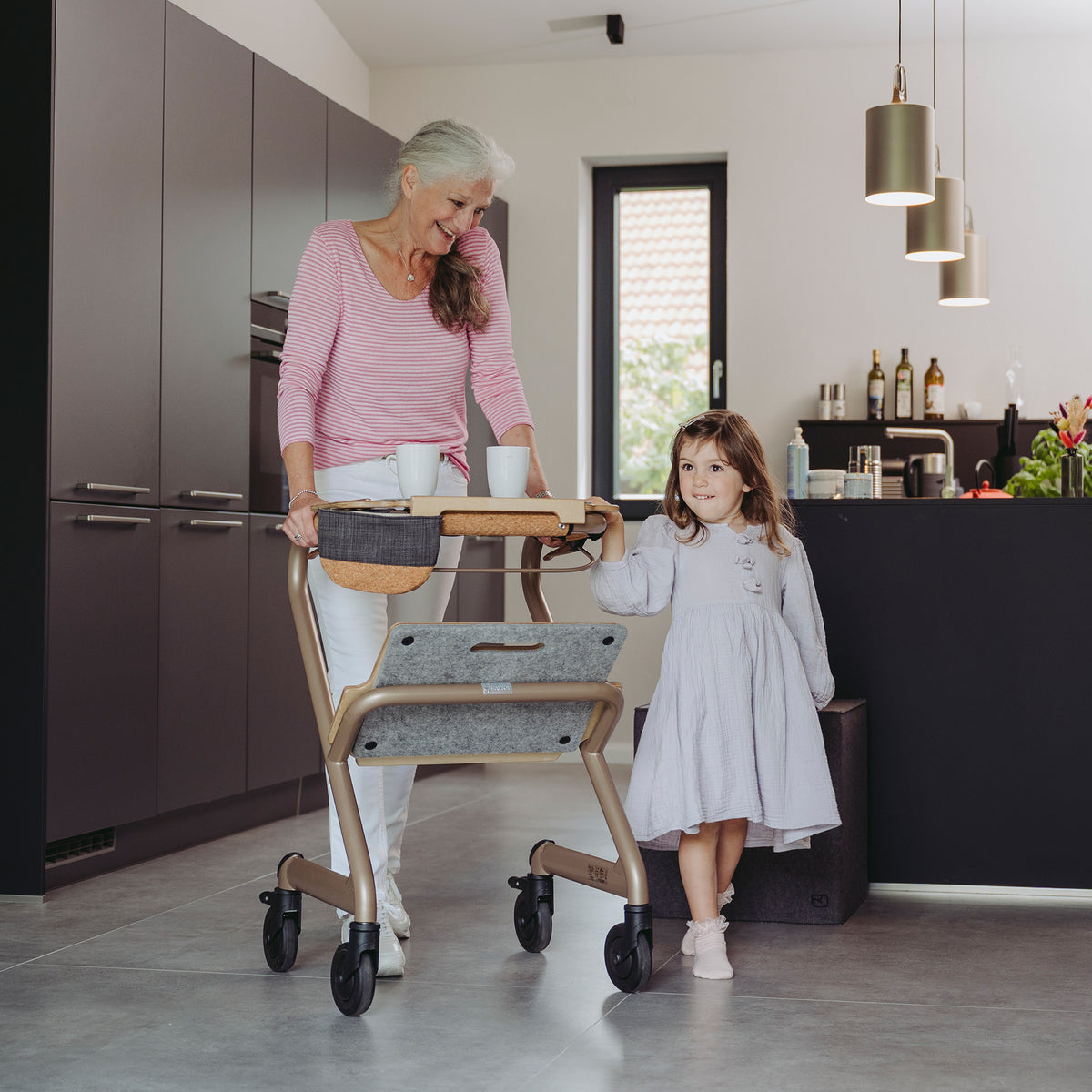 Gehen Wohnraumrollator Champagne Gold